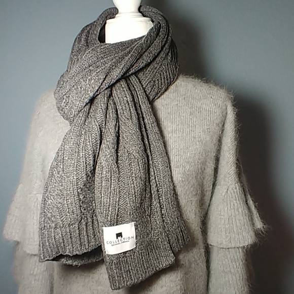 CABLE KNIT SCARF - GREY - MICHAEL STRAHAN - Picture 4 of 4